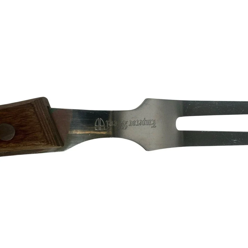 Vintage Emperor Steel Carving Fork Stainless & Brown Wood Handle
